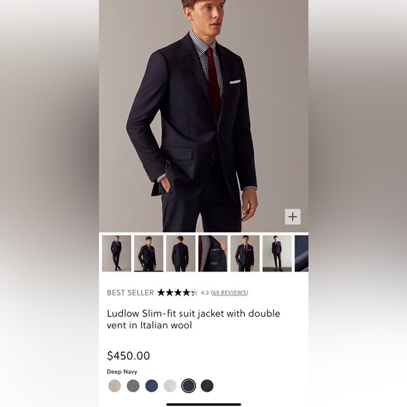 J Crew Ludlow men’s blazer navy blue - Picture 7 of 11